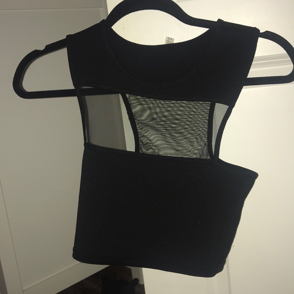Black sheer top on top
